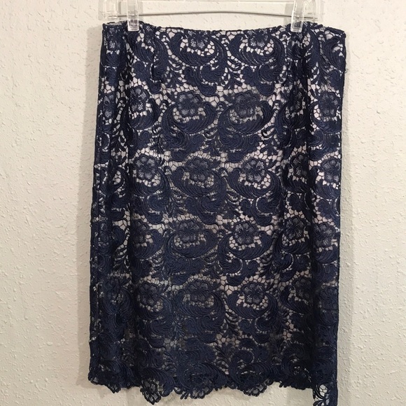 Jacques Vert New Navy Blue Lace Skirt size 14 - Picture 1 of 10